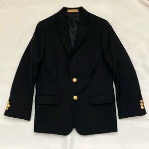 Youth dark navy blue jacket with gold buttons.